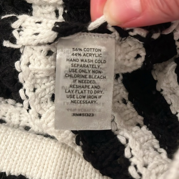 HALOGEN - Nordstrom brand Striped Black and White open stitch Women's Sweater - Picture 6 of 6